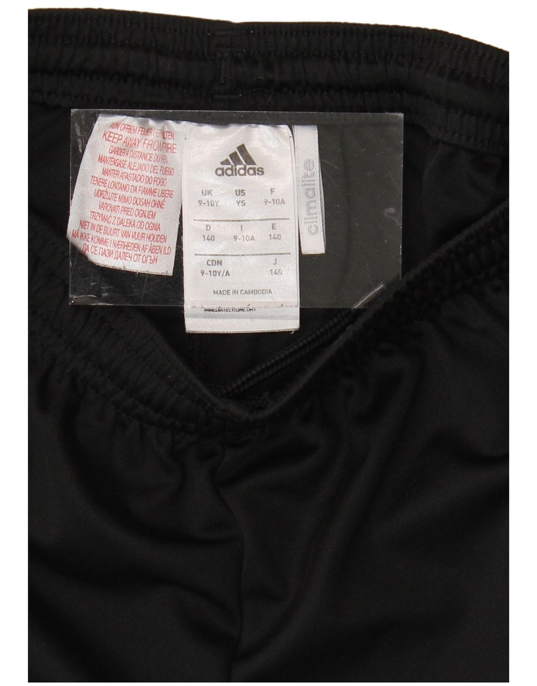 ADIDAS Boys Climalite Sport Shorts 9-10 Years Black Polyester