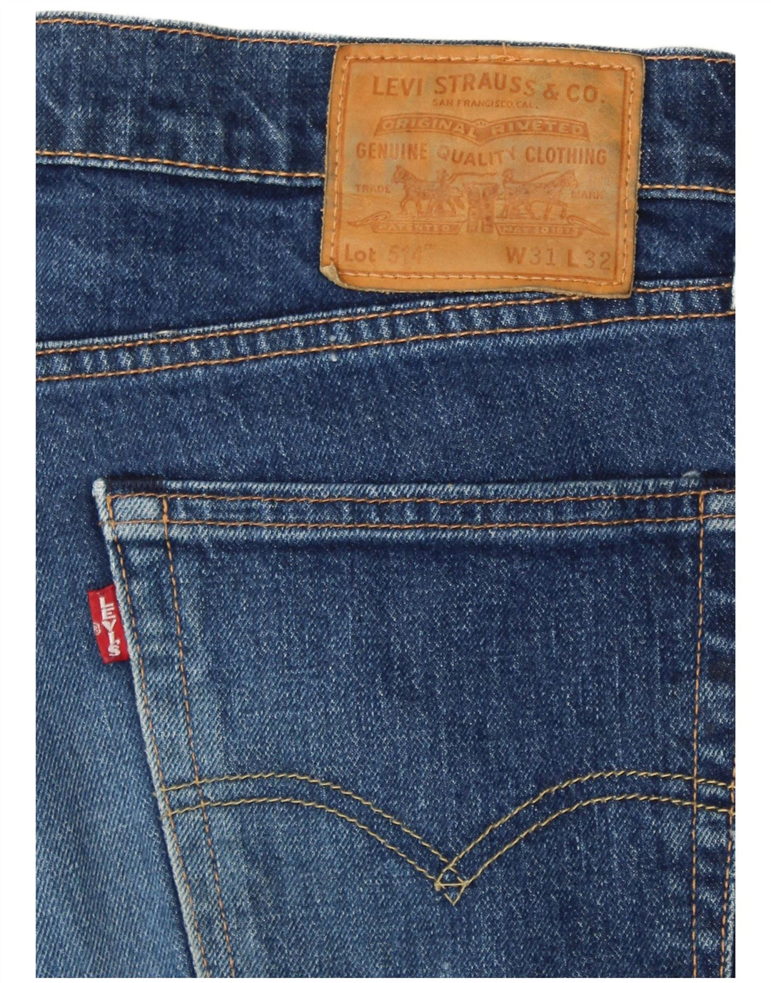 LEVI'S Mens 514 Straight Jeans W31 L32 Blue Cotton