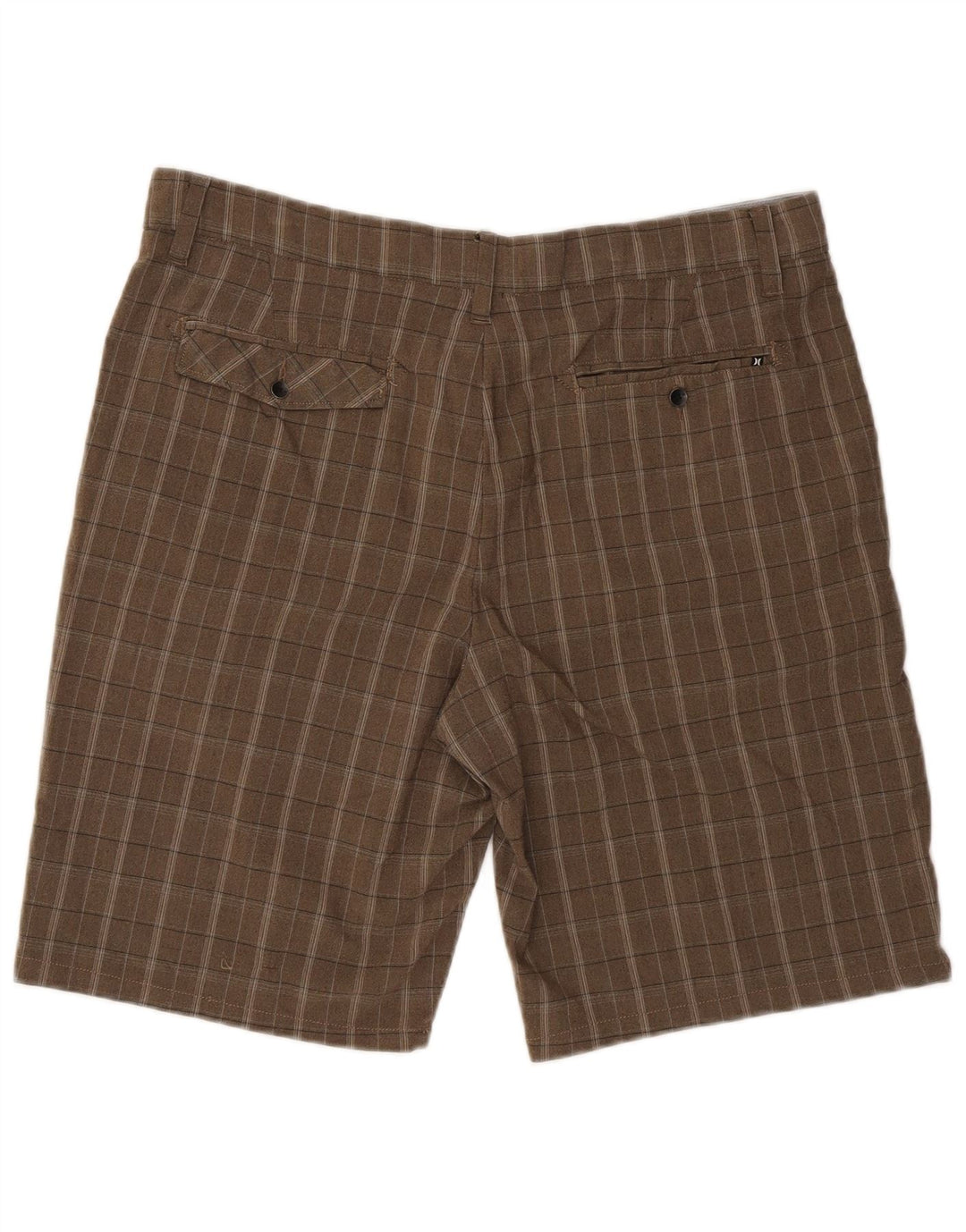 Hurley Mens Chino Shorts W36 Large Brown Check Polyester