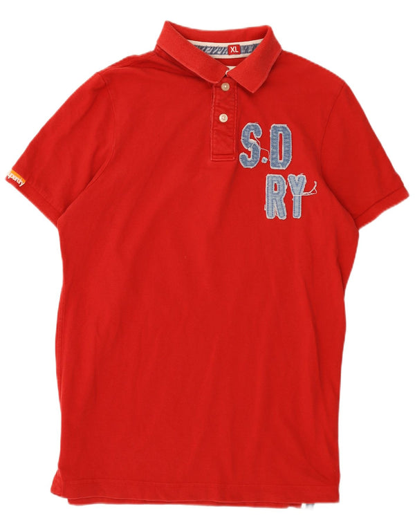Superdry Mens Graphic Polo Shirt XL Red Cotton