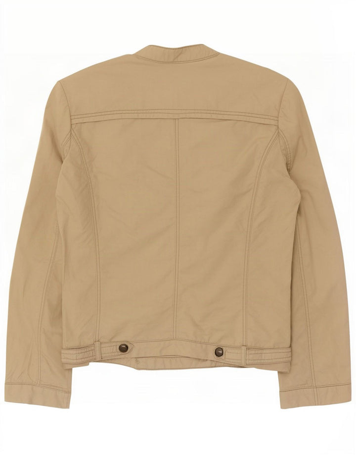Zara Womens Bomber Jacket UK 12 Medium Beige Cotton