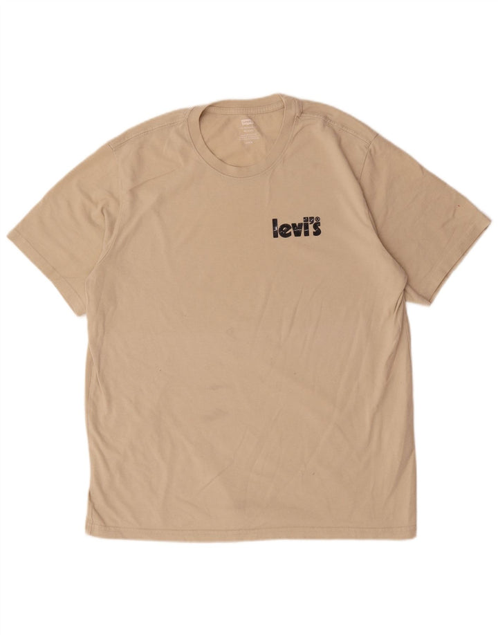 Levi's Mens Relaxed Graphic T-Shirt Top Medium Beige Cotton