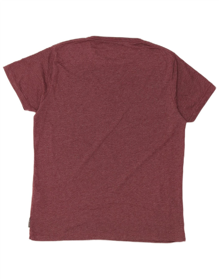 FCUK Mens Graphic T-Shirt Top Medium Burgundy Cotton