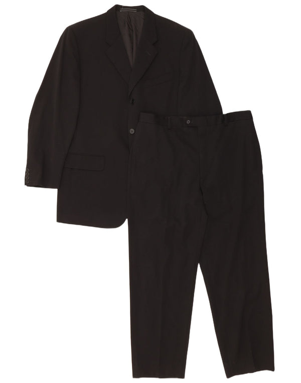 CALVIN KLEIN Mens 3 Button 2 Piece Suit IT 54 2XL W36 L30 Black