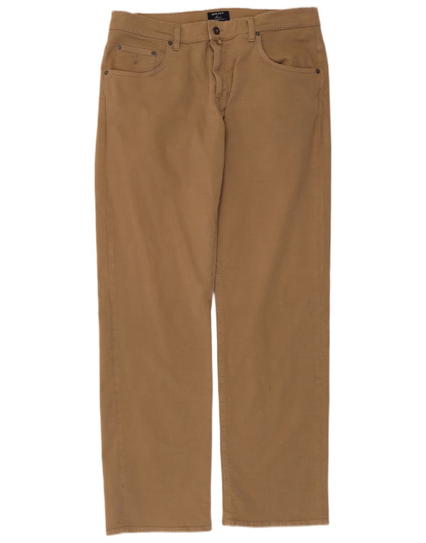 GANT Mens Jason Straight Regular Fit Casual Trousers W34 L32 Beige Cotton