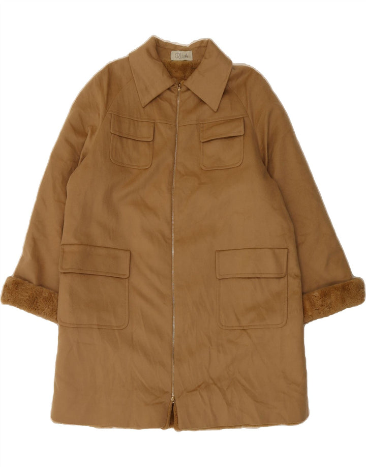 VINTAGE Womens Sherpa Overcoat UK 16 Large Brown Wool Vintage Vintage and Second-Hand Vintage from Messina Hembry 
