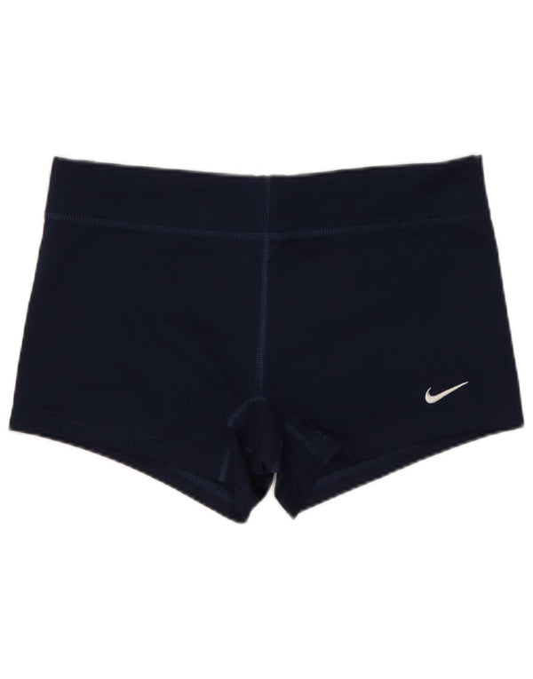 NIKE Womens Dri Fit Sport Shorts UK 12 Medium  Navy Blue Polyester