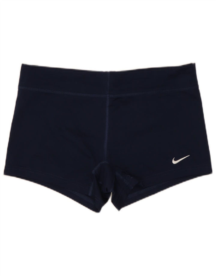 NIKE Womens Dri Fit Sport Shorts UK 12 Medium  Navy Blue Polyester