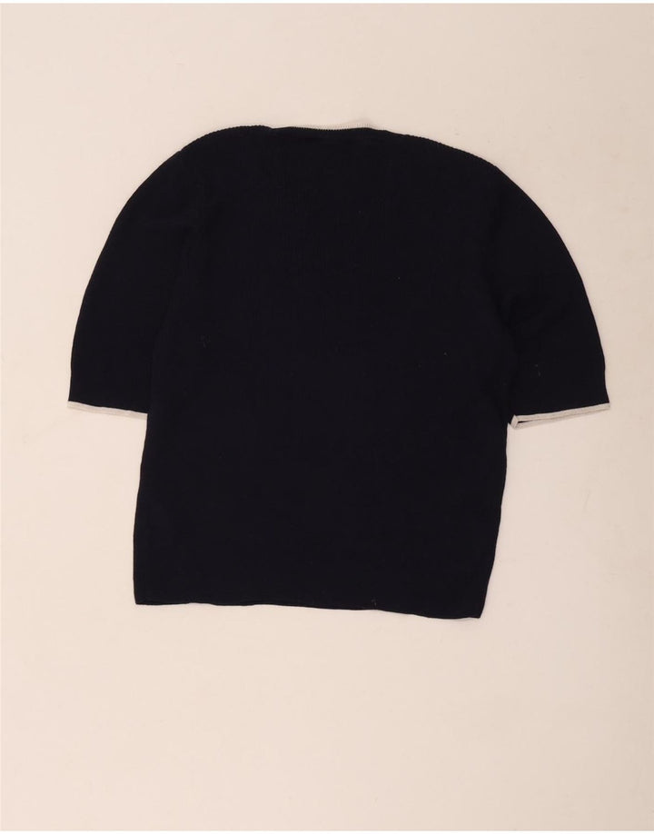 Marks & Spencer Womens Short Sleeve Blouse Top UK 16 Large Navy Blue