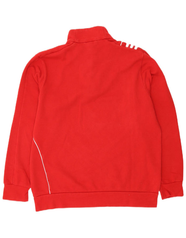 Adidas Mens Zip Neck Sweatshirt Jumper Large Red Cotton
