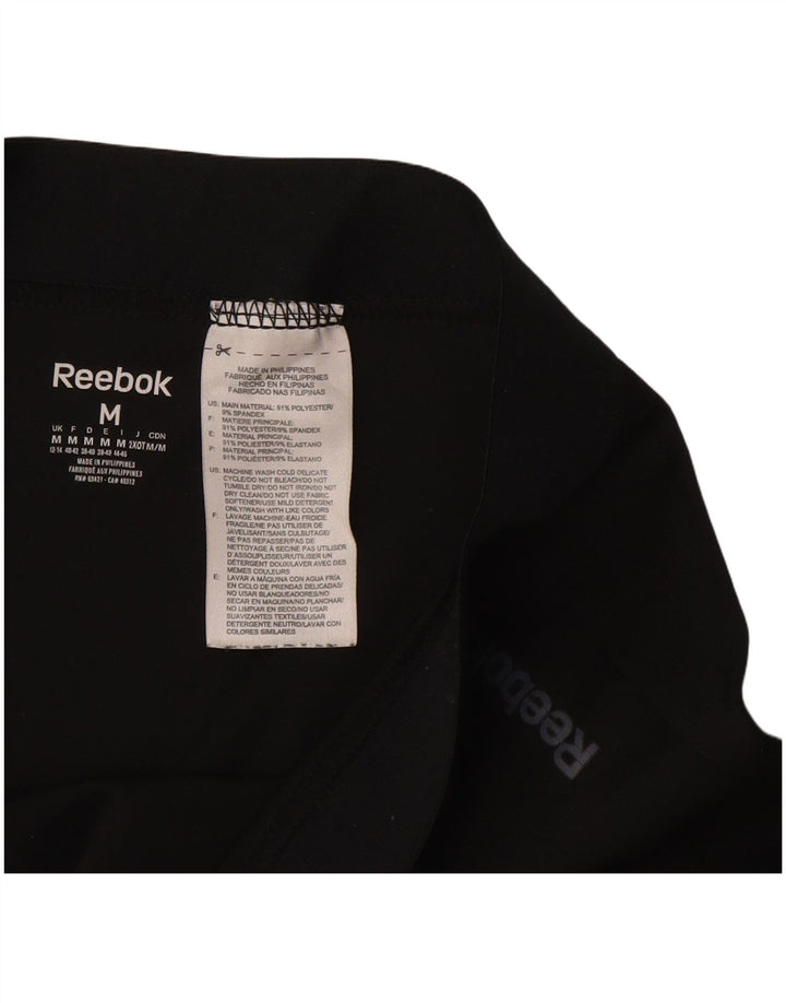 REEBOK Womens Leggings UK 12/14 Medium  Black Polyester