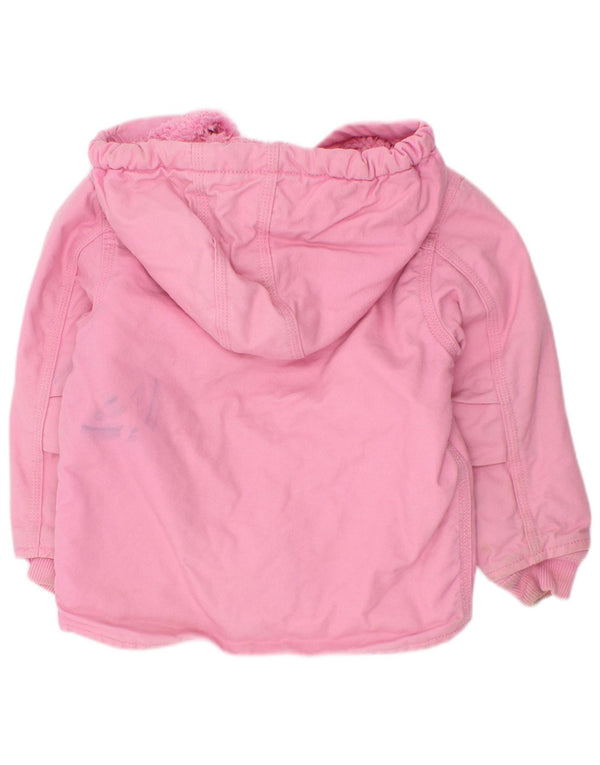 Carhartt Girls Hooded Sherpa Jacket 2-3 Years Pink Cotton
