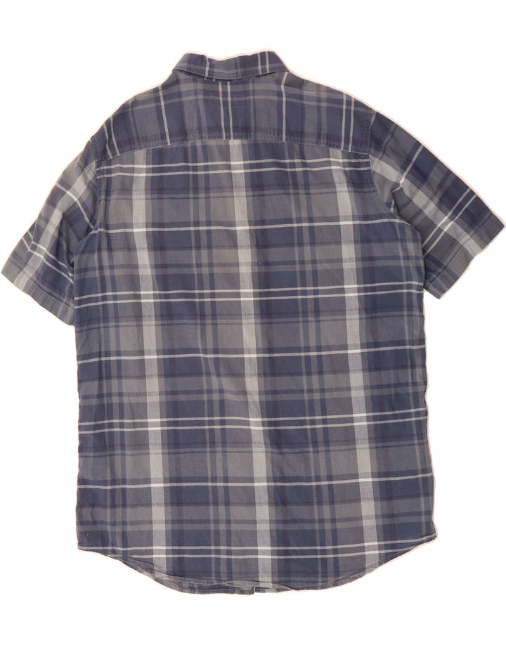 EDDIE BAUER Mens Classic Fit Short Sleeve Shirt Large Navy Blue Check Vintage Eddie Bauer and Second-Hand Eddie Bauer from Messina Hembry 