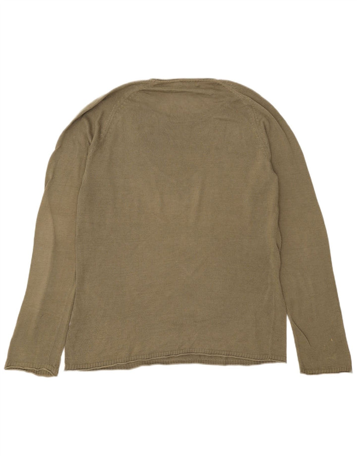 Cos Mens Crew Neck Jumper Sweater Large Khaki Cotton