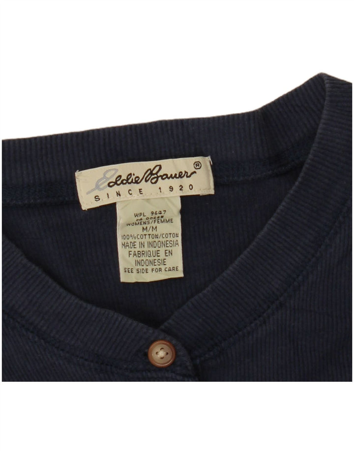 EDDIE BAUER Womens T-Shirt Top UK 14 Medium Navy Blue Cotton