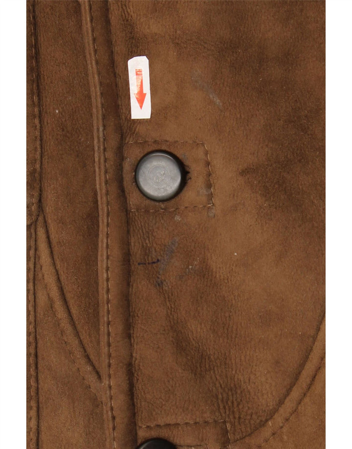 Vintage Mens Shearling Jacket UK 40 Large Brown Shearling