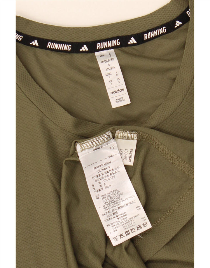 Adidas Mens T-Shirt Top Small Khaki Polyester