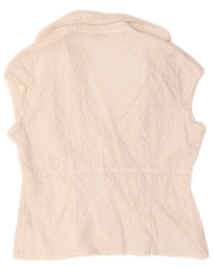 Marks & Spencer Womens See Through Shirt Blouse UK 16 Large White