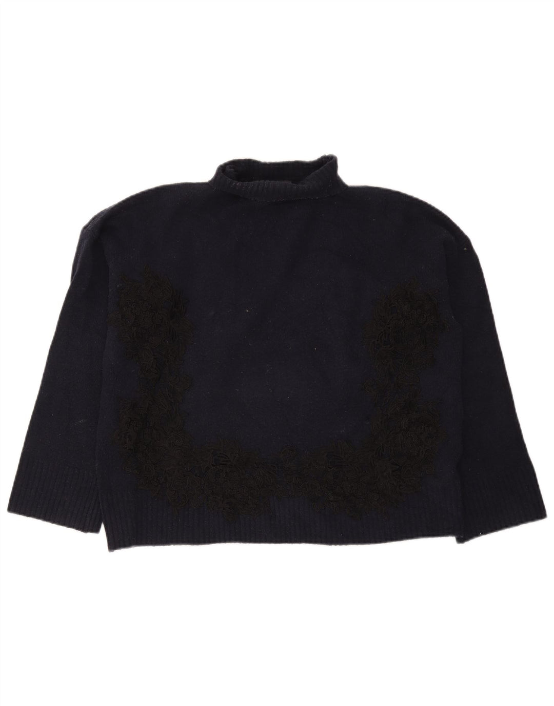 Marks & Spencer Womens Roll Neck Jumper Sweater UK 14 Medium Navy Blue