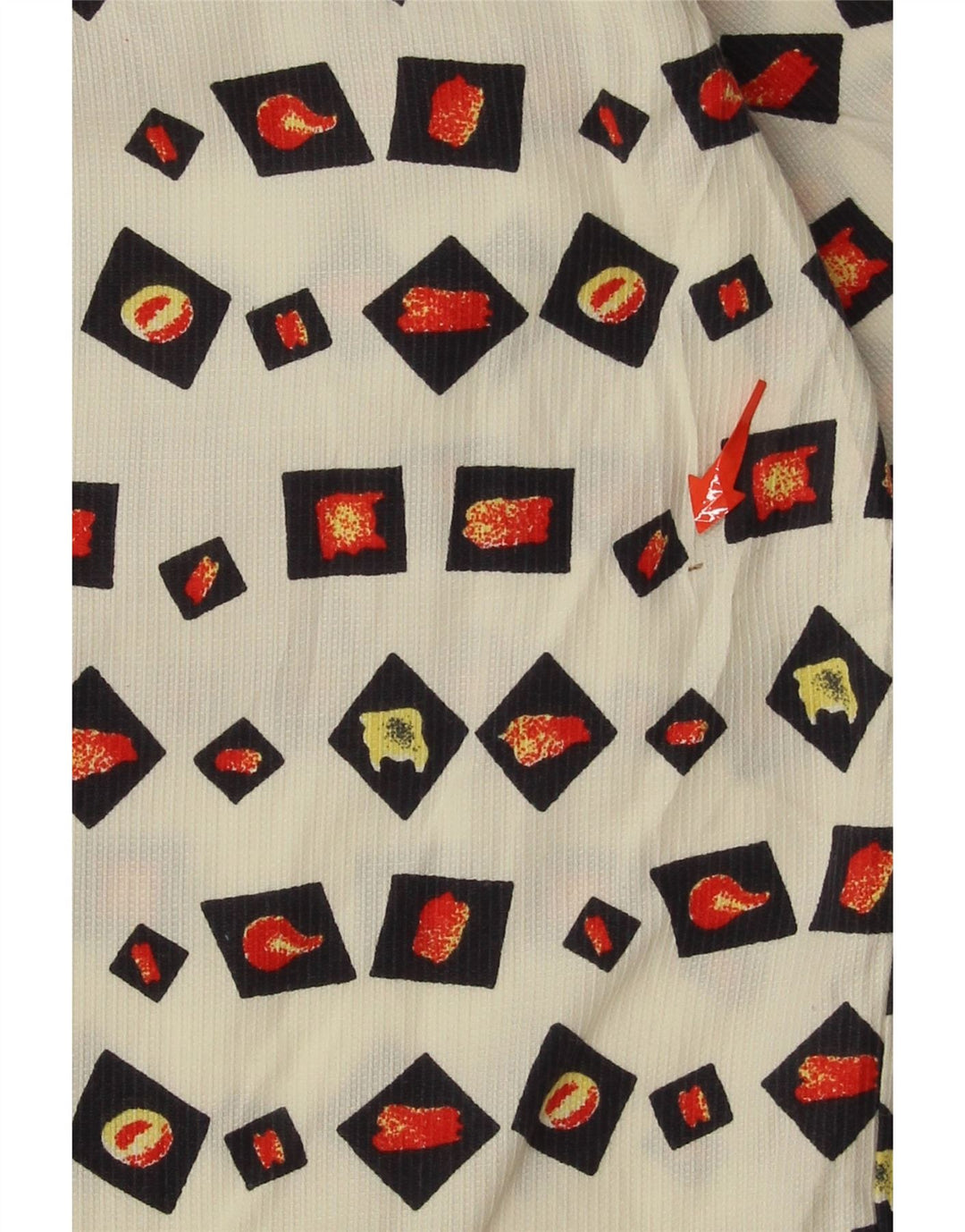 VINTAGE Mens Short Sleeve Shirt Large Off White Geometric