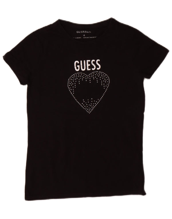 GUESS Girls Graphic T-Shirt Top 15-16 Years Black Cotton