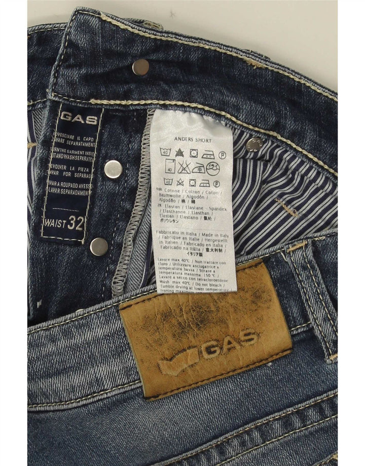 Gas Mens Denim Shorts W32 Medium Blue Cotton
