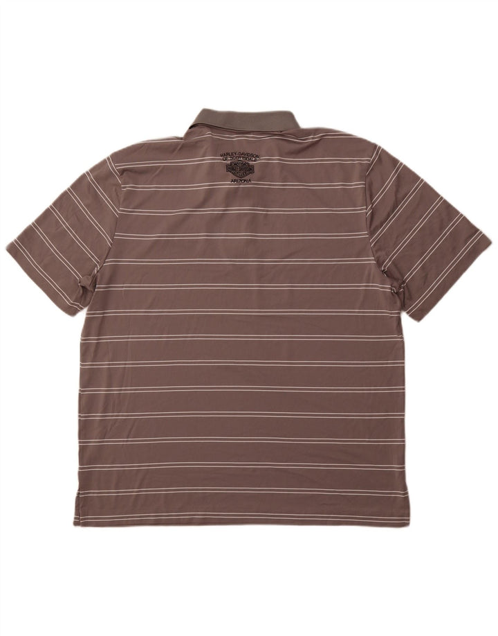 HARLEY DAVIDSON Mens Polo Shirt XL Grey Striped Polyester
