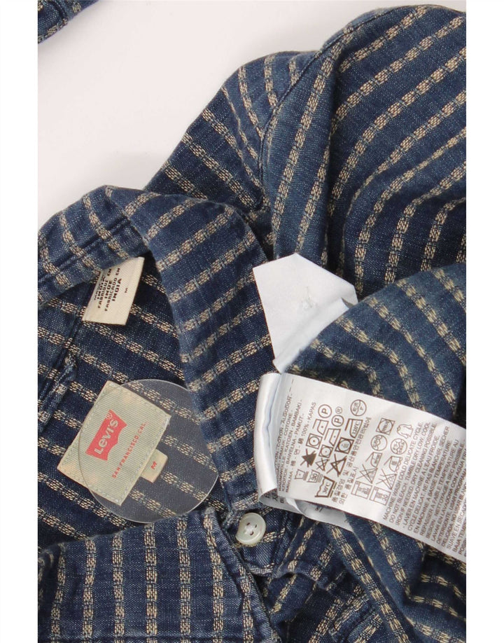 Levi's Mens Shirt Medium Navy Blue Striped Cotton