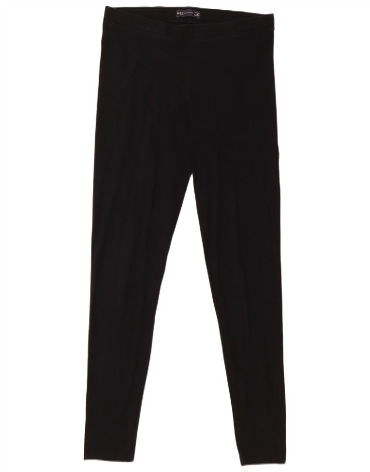 Marks & Spencer Womens Leggings UK 12 Medium  Black Cotton