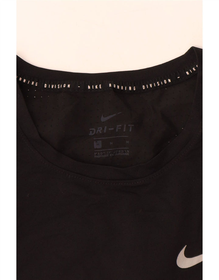 NIKE Mens Dri Fit Graphic T-Shirt Top Medium Black Polyester