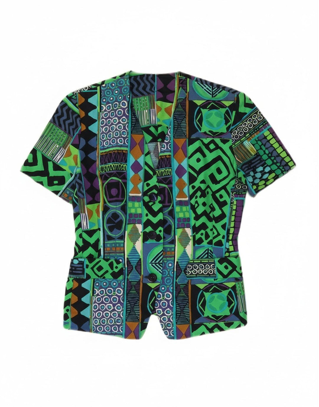 Vintage Womens 3 Button Blazer Jacket IT 42 Medium Multicoloured Geometric