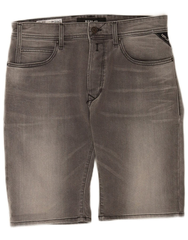 Replay Mens Larston Denim Shorts W30 Medium Grey Cotton
