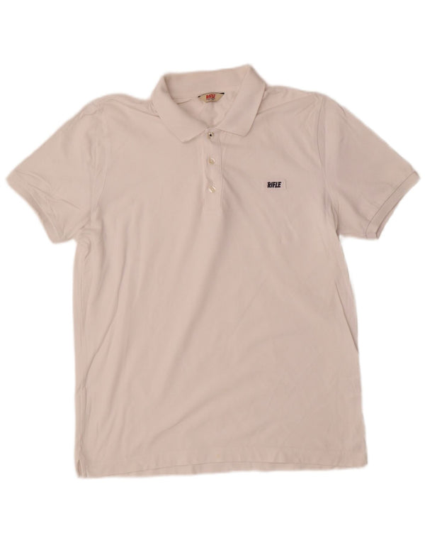 Rifle Mens Polo Shirt Medium White Cotton