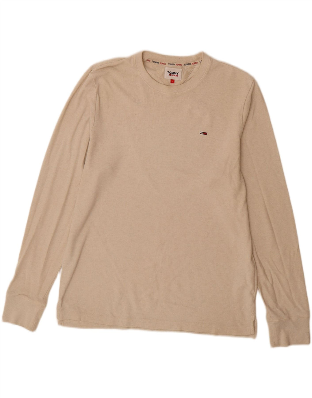 Tommy Hilfiger Mens Top Long Sleeve Large Beige Cotton