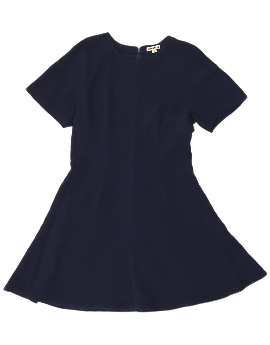 Whistle Womens Short Sleeves A-Line Dress UK 14 Medium Navy Blue Polyester