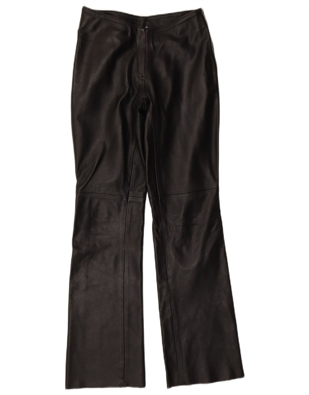 VINTAGE Womens Leather Trousers UK 10 Small W27 L31  Black