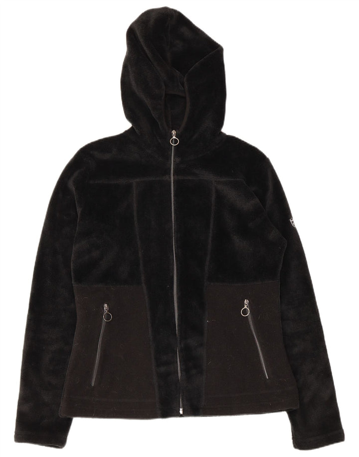 Brugi Womens Hooded Fleece Jacket UK 12 Medium Black Polyester