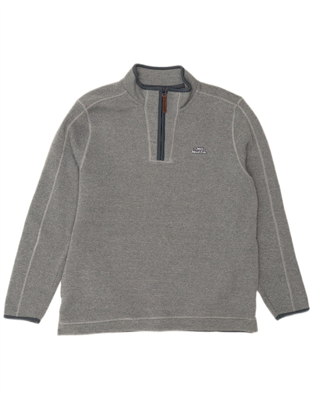 Weird Fish Mens Zip Neck Sweatshirt Jumper Large Blue Flecked Polyester