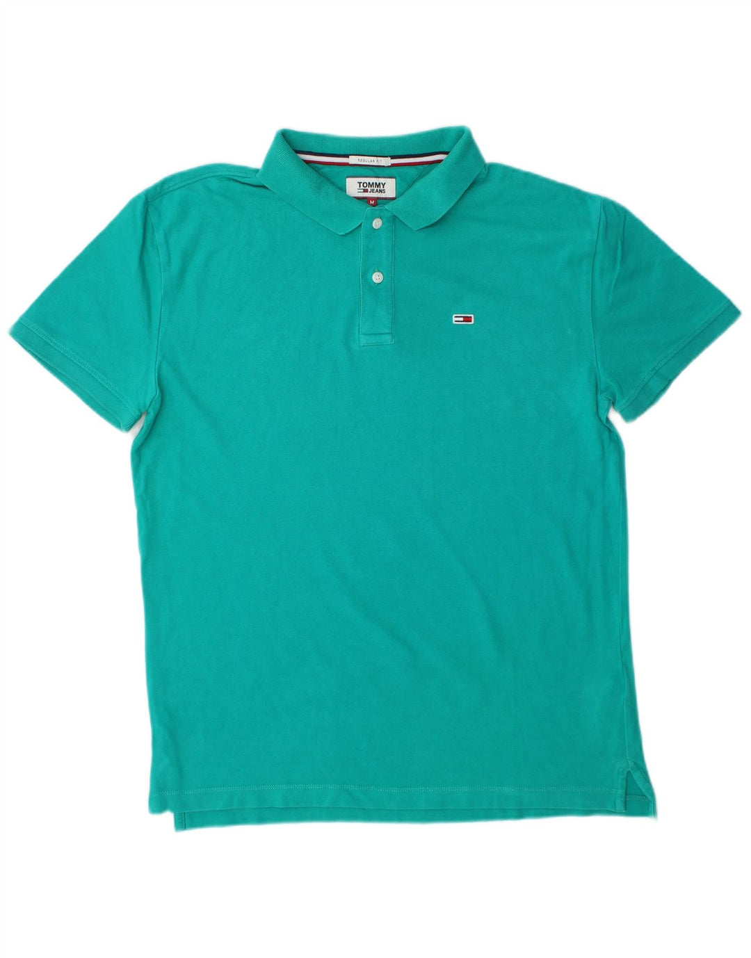 TOMMY HILFIGER Mens Regular Fit Polo Shirt Medium Turquoise Cotton