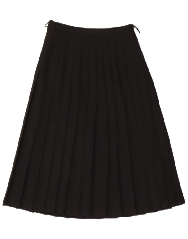 VINTAGE Womens High Waist Knife Pleated Skirt EU 40 Medium W26  Black Wool