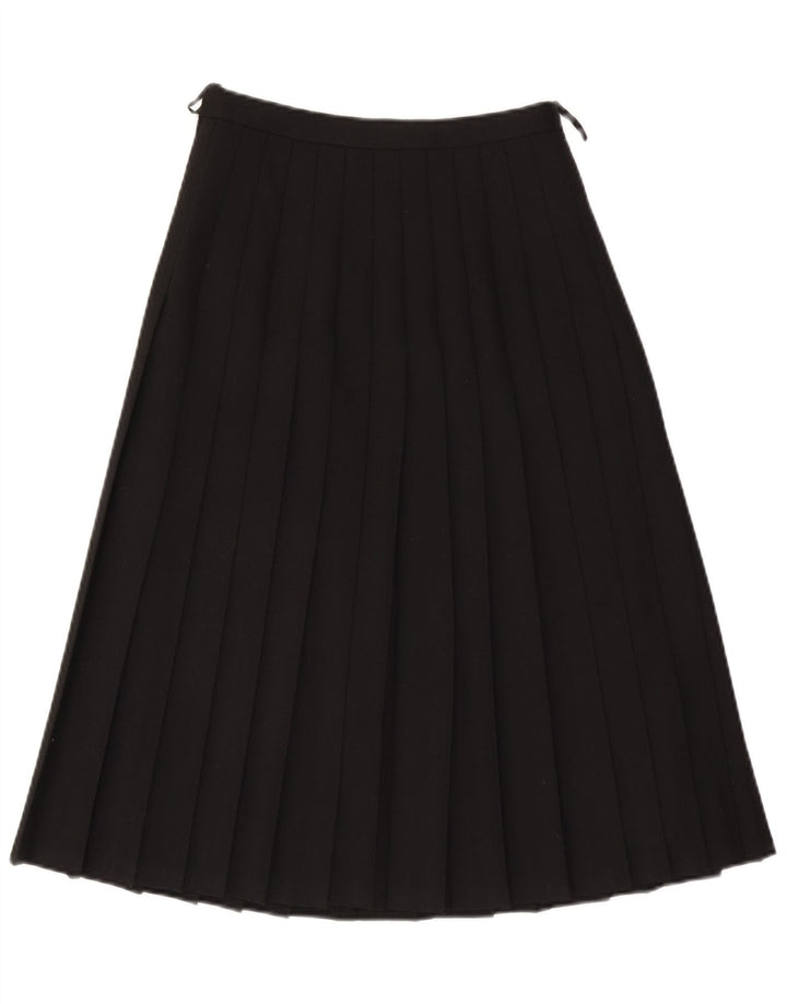 VINTAGE Womens High Waist Knife Pleated Skirt EU 40 Medium W26  Black Wool