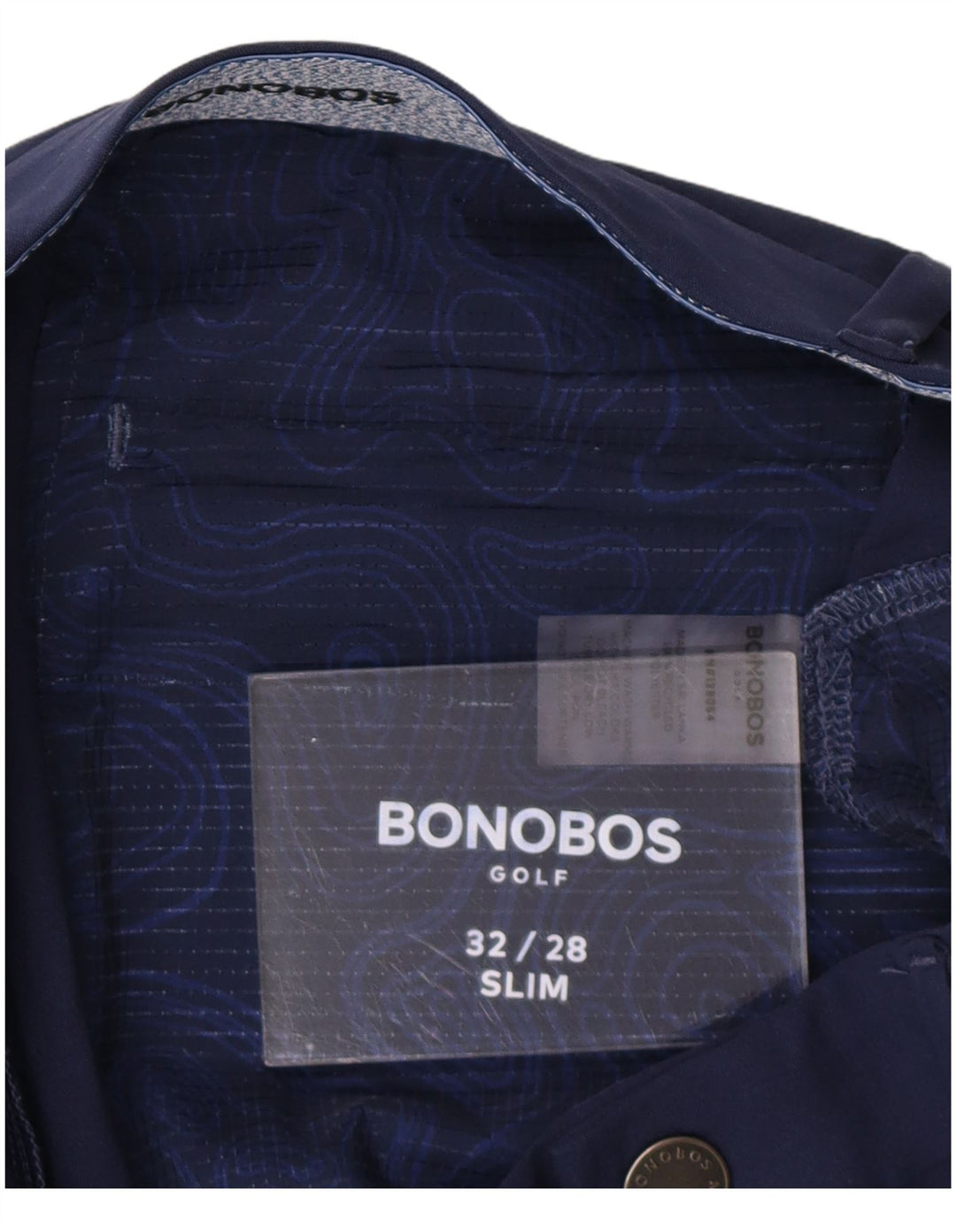 BONOBOS Mens Slim Fit Chino Trousers W32 L28 Navy Blue Polyester