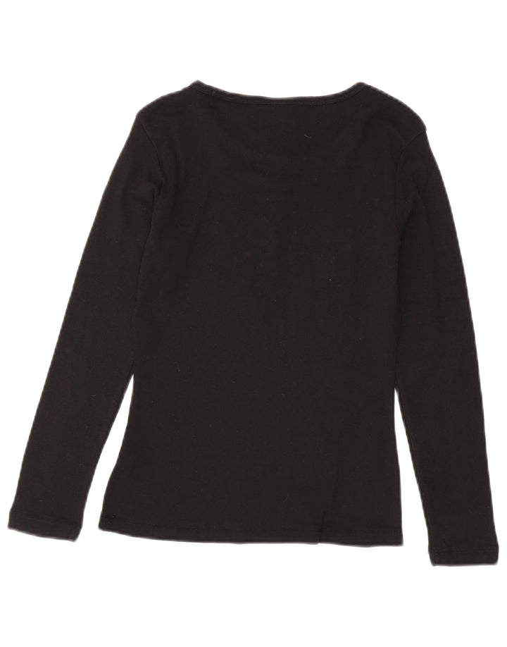 Champion Womens Heritage Classics Top Long Sleeve UK 12 Medium Black Cotton