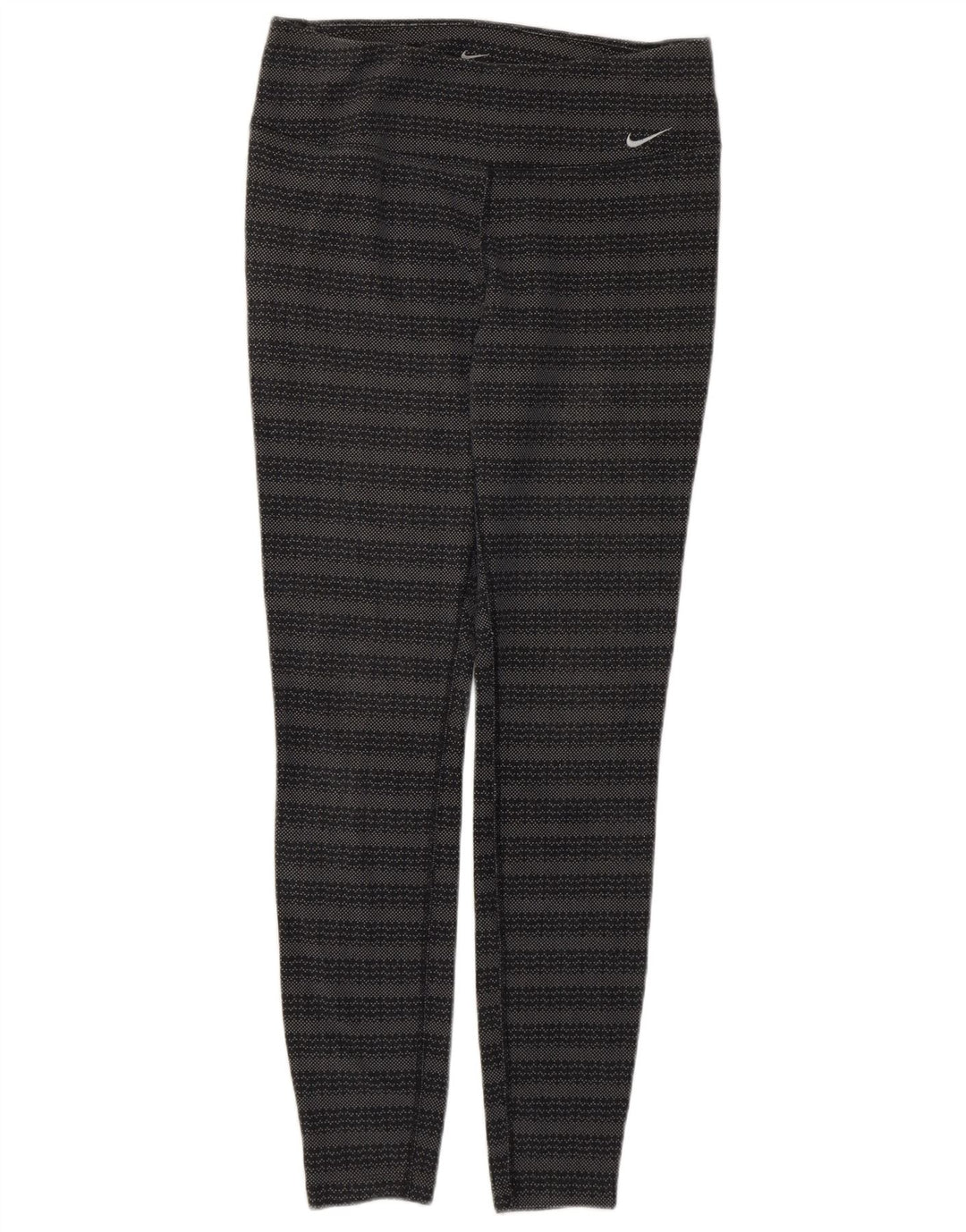 Nike Womens Dri Fit Leggings UK 12 Medium Grey Geometric Cotton