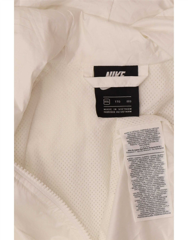 Nike Mens Hooded Rain Jacket UK 44 2XL White Polyester
