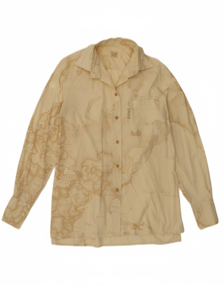 ALVIERO MARTINI Womens Graphic Shirt IT 42 Medium Beige Cotton