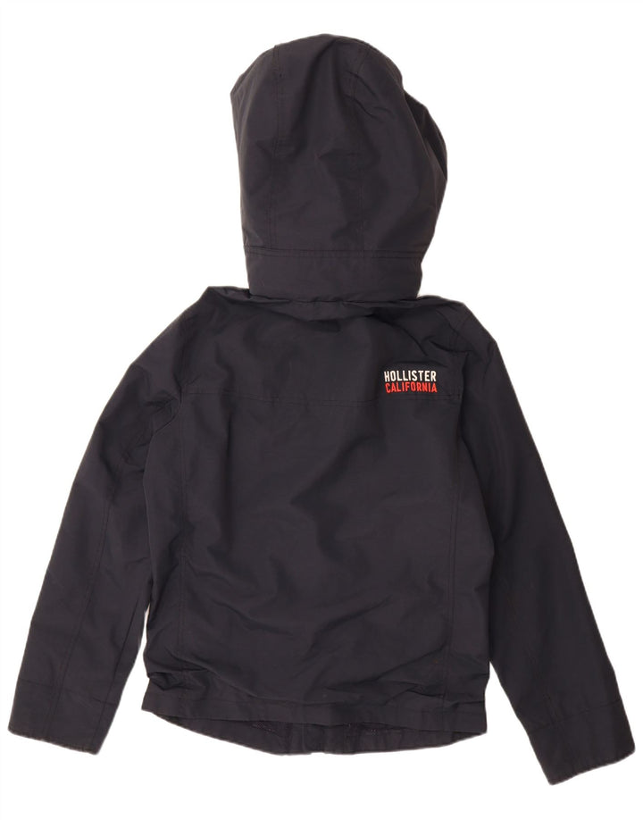 Hollister Boys Hooded Rain Jacket 13-14 Years Small Navy Blue Polyester