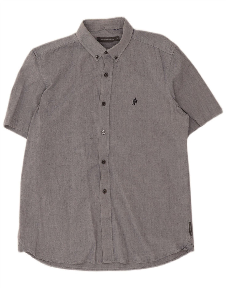French Connection Mens Short Sleeve Shirt Medium Blue Cotton