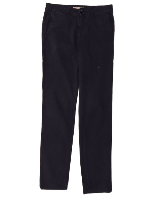 Rifle Mens Slim Chino Trousers W30 L34 Navy Blue Cotton