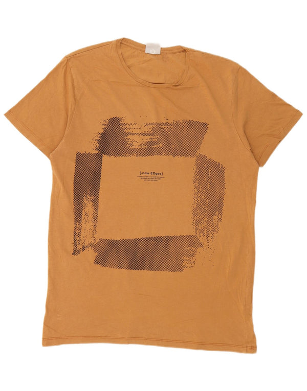 Jack & Jones Mens Graphic T-Shirt Top Large Yellow
